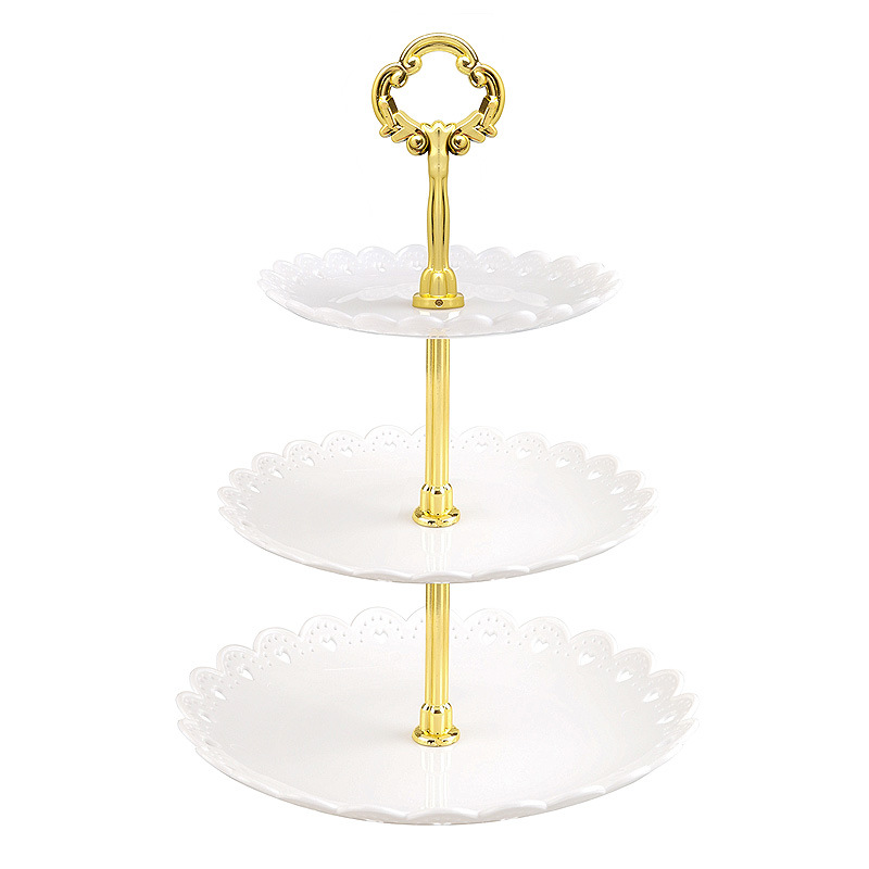 Fruit Plate European Dessert PCs Fruit Plate Three-Layer Cake Stand Dim Sum Rack Wedding Party Candy Plate Plastic Dried Fruit Tray