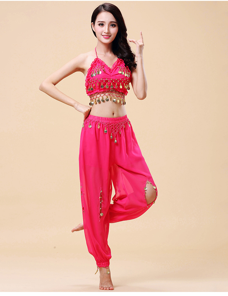 批发印度舞蹈表演出服装肚皮舞套装灯笼裤新款荷叶肚兜款舞台服