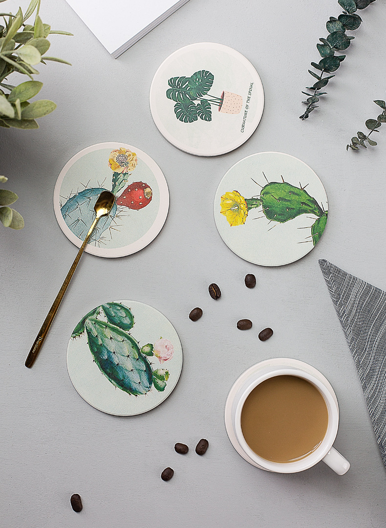 定图案创意茶杯垫硅藻土植物杯垫吸水快速吸湿隔热耐磨餐垫直销