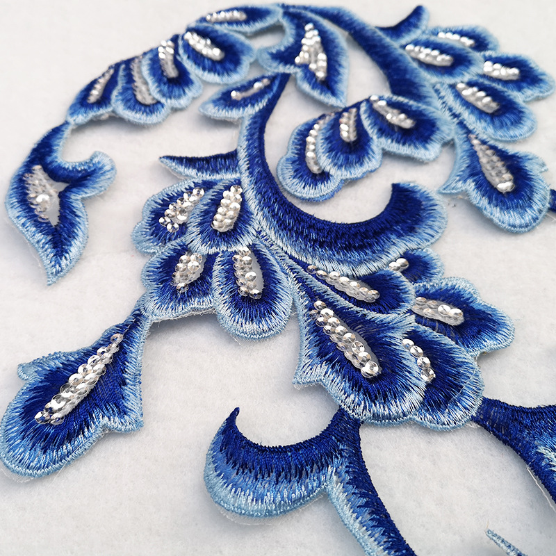 电脑绣花网纱亮片祥云云卷刺绣花朵布贴民族风绣花贴礼服舞台辅料