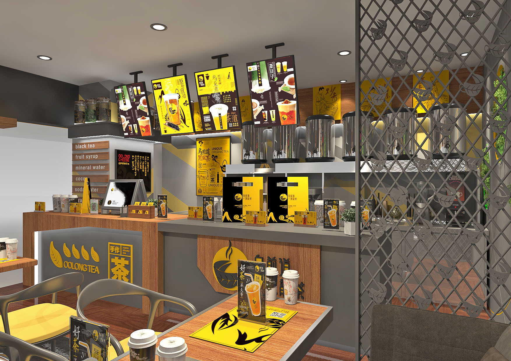 商场奶茶店吧台店铺设计 人造石木质烤漆吧台定制 服务台收银台