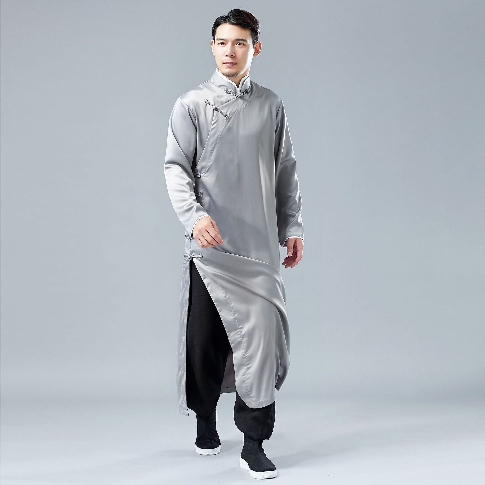 原创新款 缎面长衫 男唐装民国风长袍马褂相声服中国风民族服装