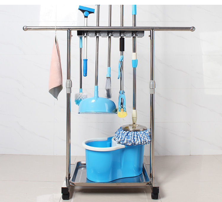 架海不锈钢拖把架子 落地式挂架子 工厂直供多功能5挂位墩布架