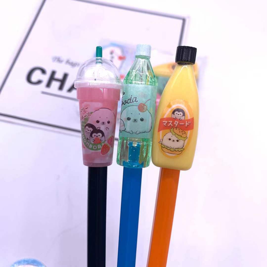 韩版珍珠奶茶笔帽果汁瓶笔盖饮料瓶握笔延长器小学生铅笔帽保护套