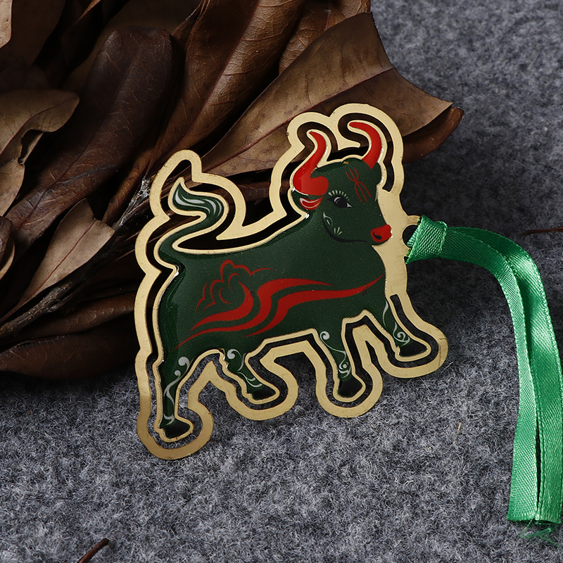 中式风格牛家族读书书签迷你金属可爱学生书签礼物纸页夹多款供选