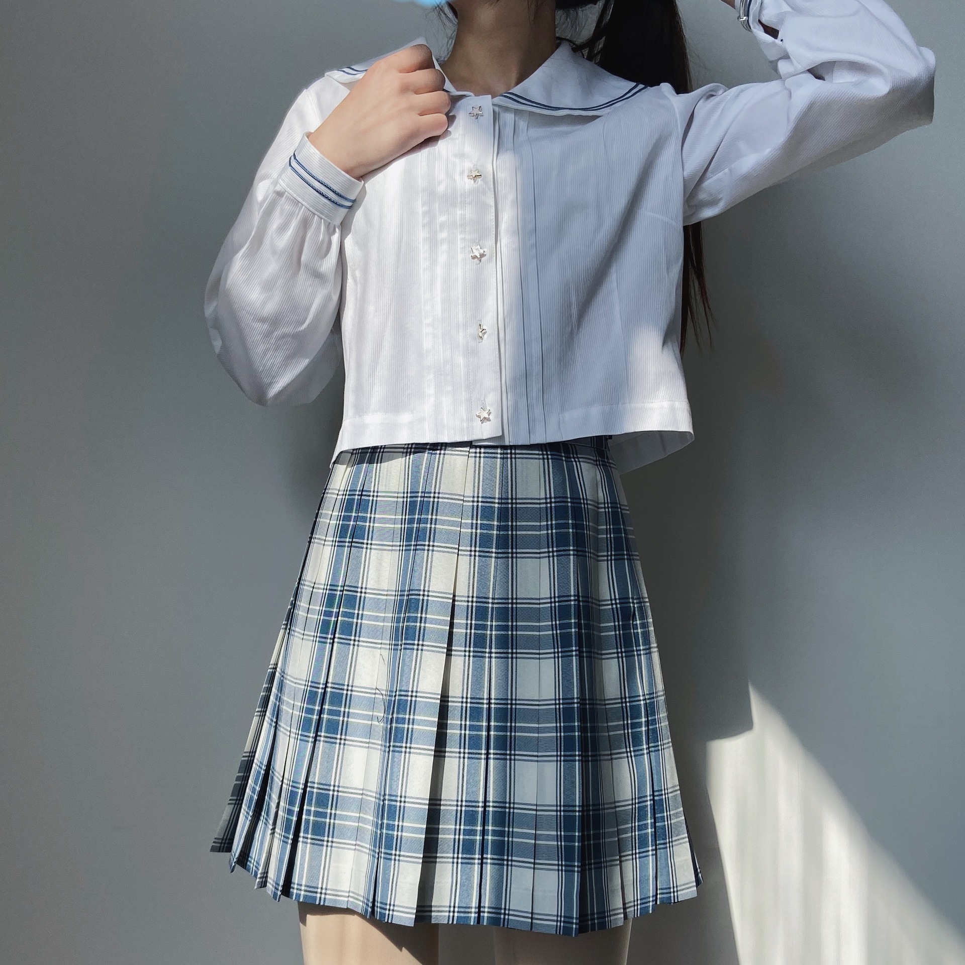 2019新款秋冬jk制服百褶裙优马s1短裙学院风高腰格子正统日系格裙