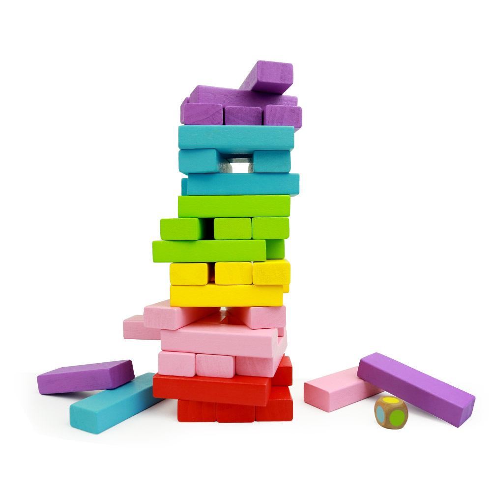 51粒大号儿童数字叠叠乐抽积木 原木层层叠叠高休闲玩具成人桌游