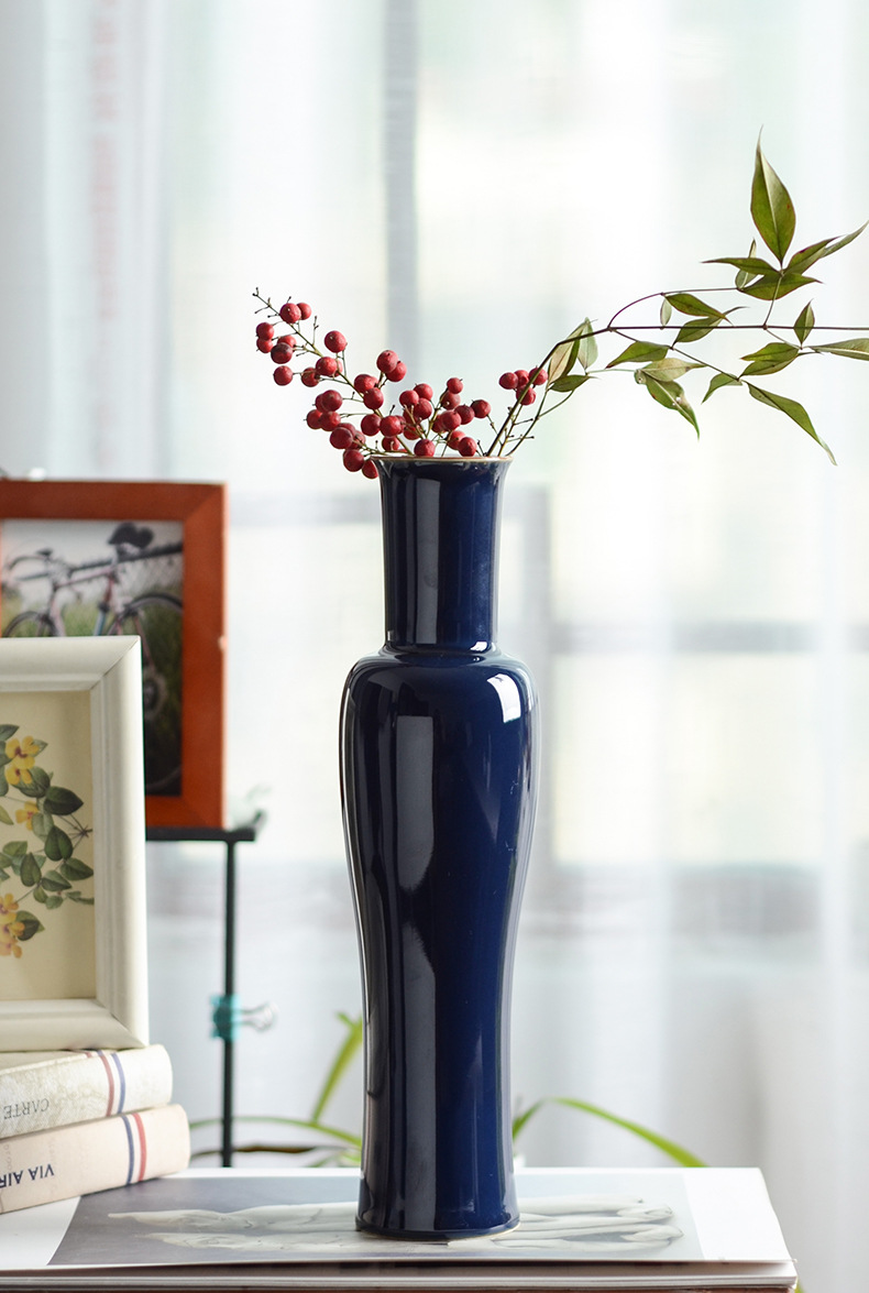 颜色釉美人肩花插景德镇全手工高温陶瓷 桌面插花瓶 东方古典风格