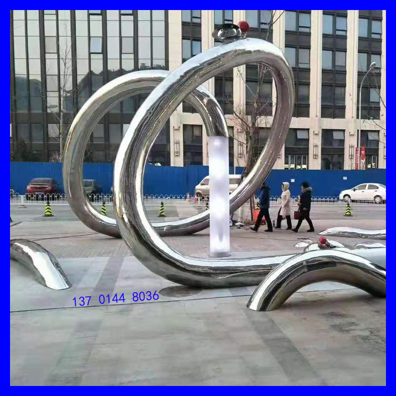 抽象雕塑摆件室外广场组合不锈钢水管雕塑可定制中式景观小品