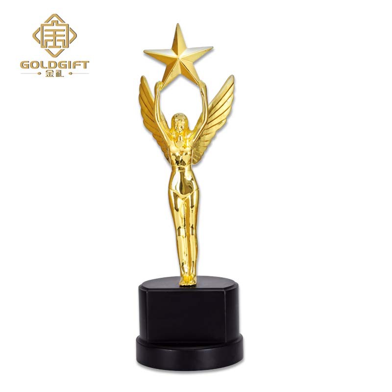 天使金像奖杯金属五星电镀金色影视舞蹈比赛颁奖奖杯定做批发厂家