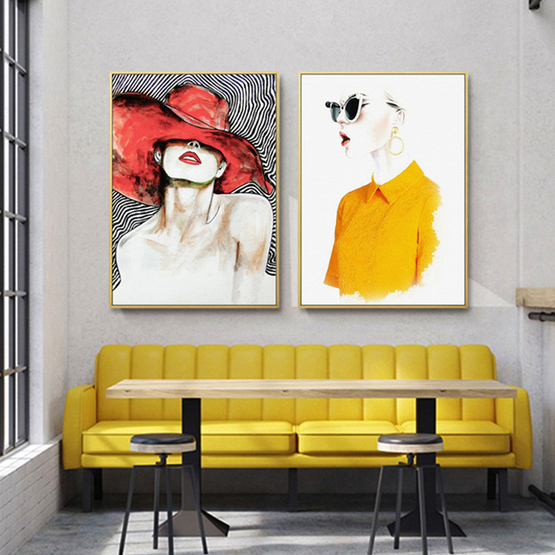 服装店装饰画女装店挂画现代简约时尚背景墙画个性创意美容院壁画