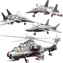 万格兼容乐高积木军事飞机战斗机直升机玩具拼装拼插男孩礼物