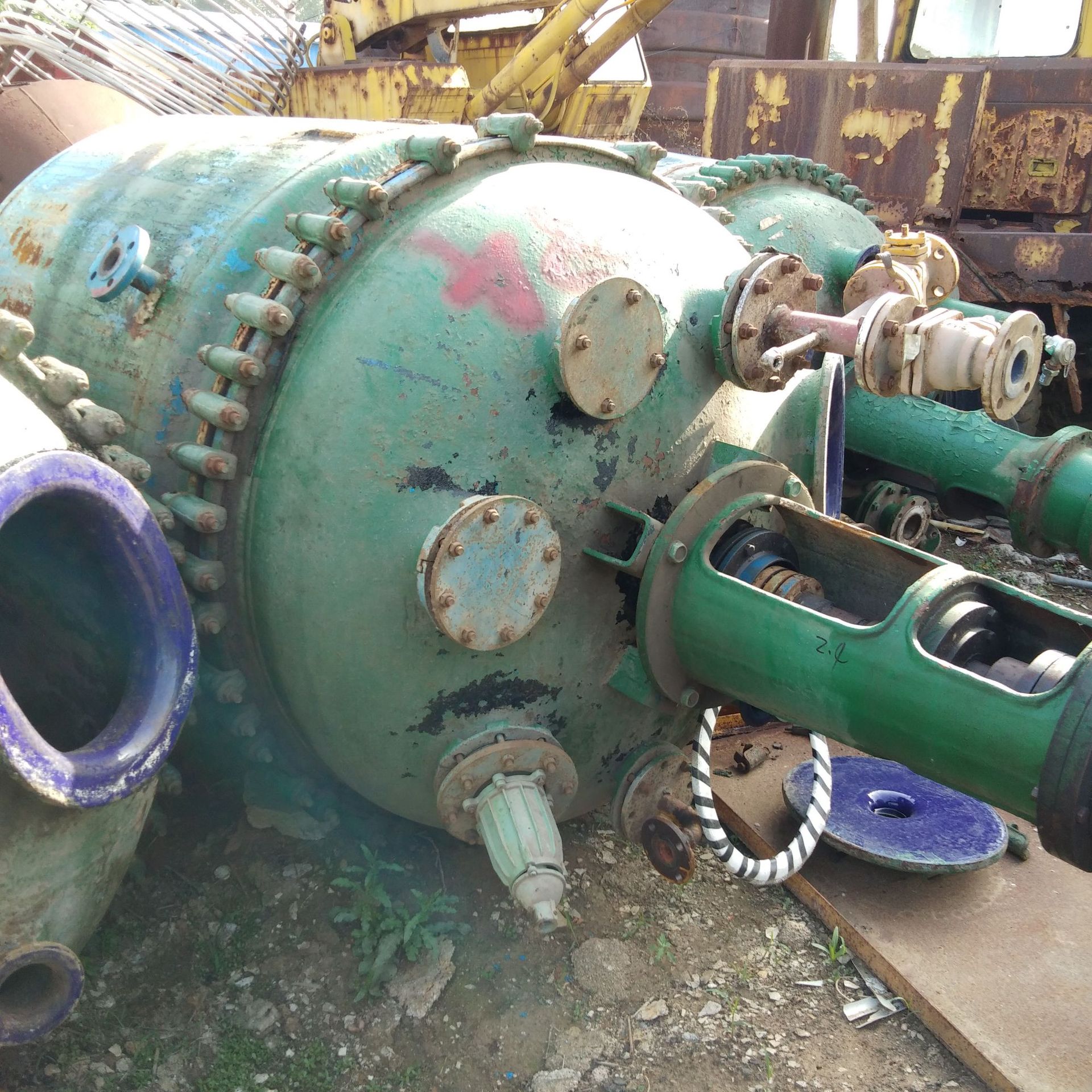 出售二手6300升搪瓷反应釜 搪瓷完好无损 7.5千瓦电机