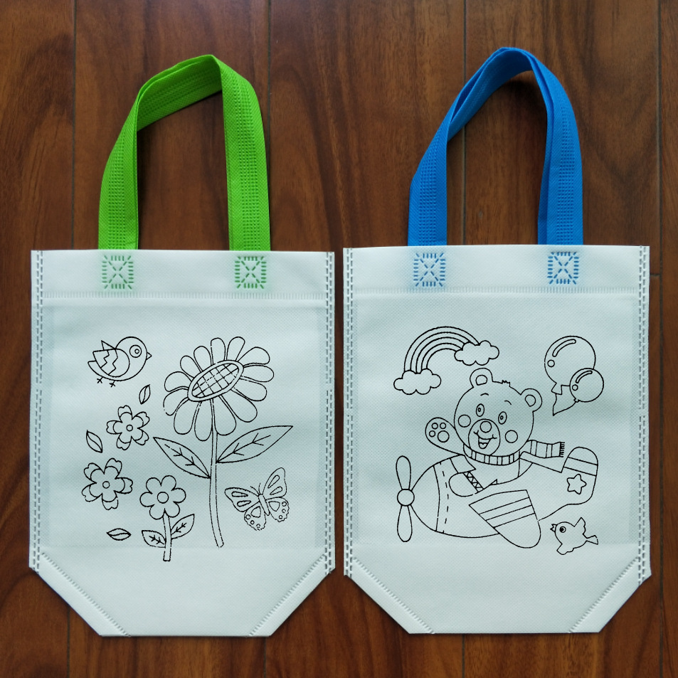 儿童绘画无纺布袋子幼儿园手工diy涂鸦制作填色 可定制