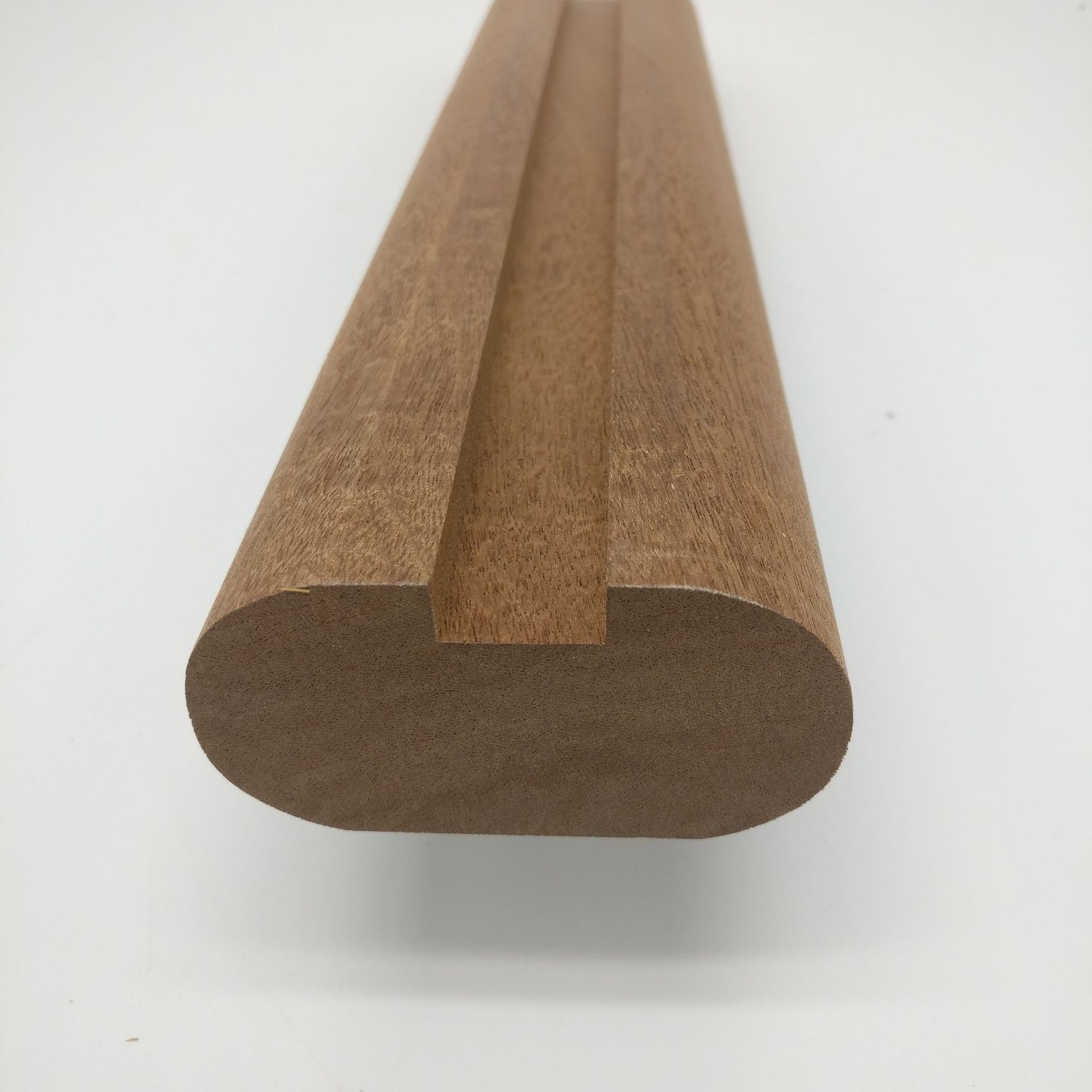 厂家直销实木栏杆扶手 沙比利商场玻璃木扶手 椭圆形清漆护栏扶手