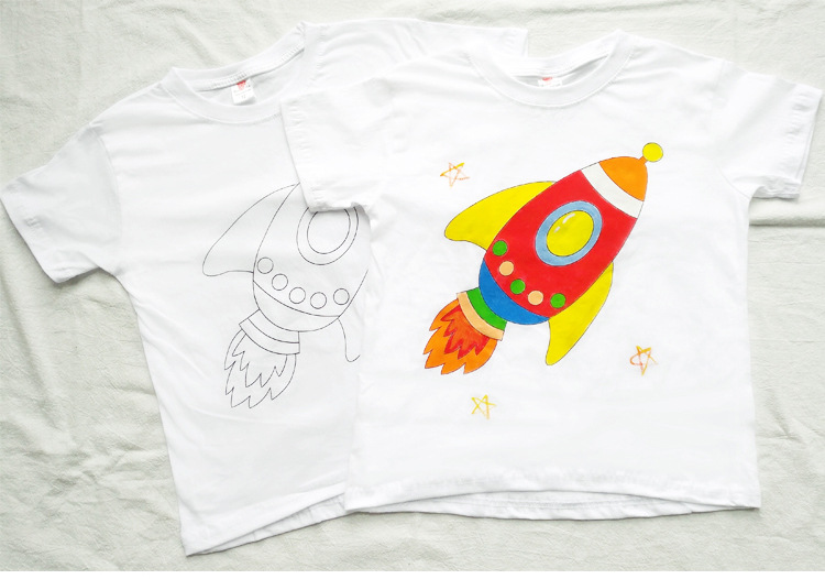 纯棉空白t恤diy手工幼儿园儿童创意涂色涂鸦绘画t恤衫扎染材料