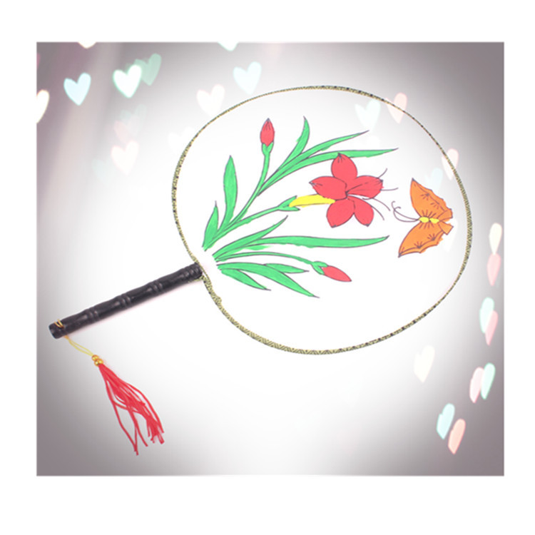 儿童白色手工圆扇子绘画扇画画手绘扇面画宫扇空白团扇diy材料包