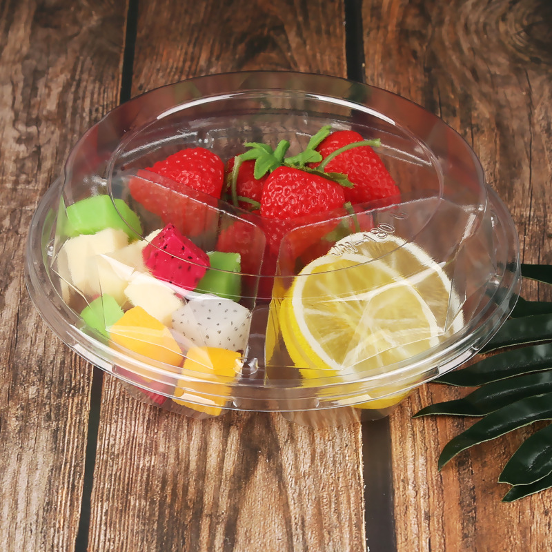 一次性水果拼盘盒 透明pet三分格果切盒 ktv水果沙拉拼盘鲜果切盒