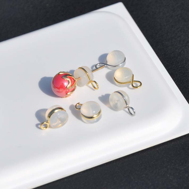 Silicone Ferrule Transparent Gp18k Gilded Earplug with Rings Can Be Hung Eardrops Stud Earrings Plug DIY Ornament Ear Cap Wholesale