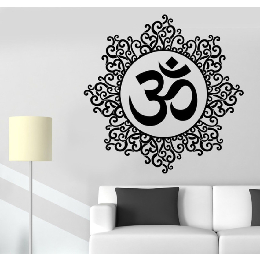 曼陀罗花图案瑜伽工作室卧室创意背景墙装饰精雕墙贴