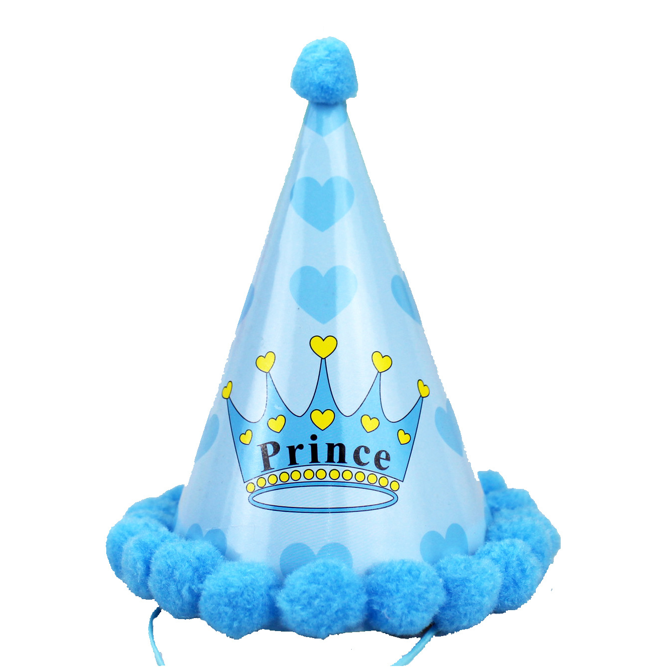 Wholesale Party Supplies Cake Hat Children Adult Year-Old Dress up Kindergarten Pointed Birthday Paper Hat Fur Ball