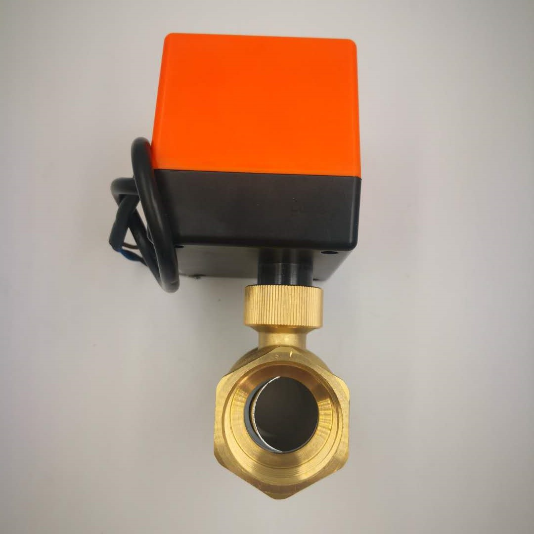 厂家直销 dn32黄铜电动球阀 空调地暖电动两通阀 大口径大流量
