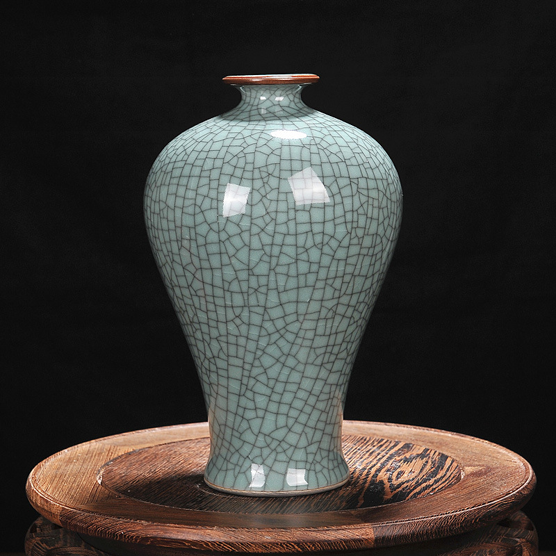 景德镇仿古冰片官窑裂纹釉陶瓷花瓶 家居主题酒店装饰摆件小花瓶