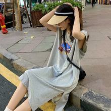 2022新款韩版女装背心T恤长裙女原宿风学生上衣女夏季背心连衣裙