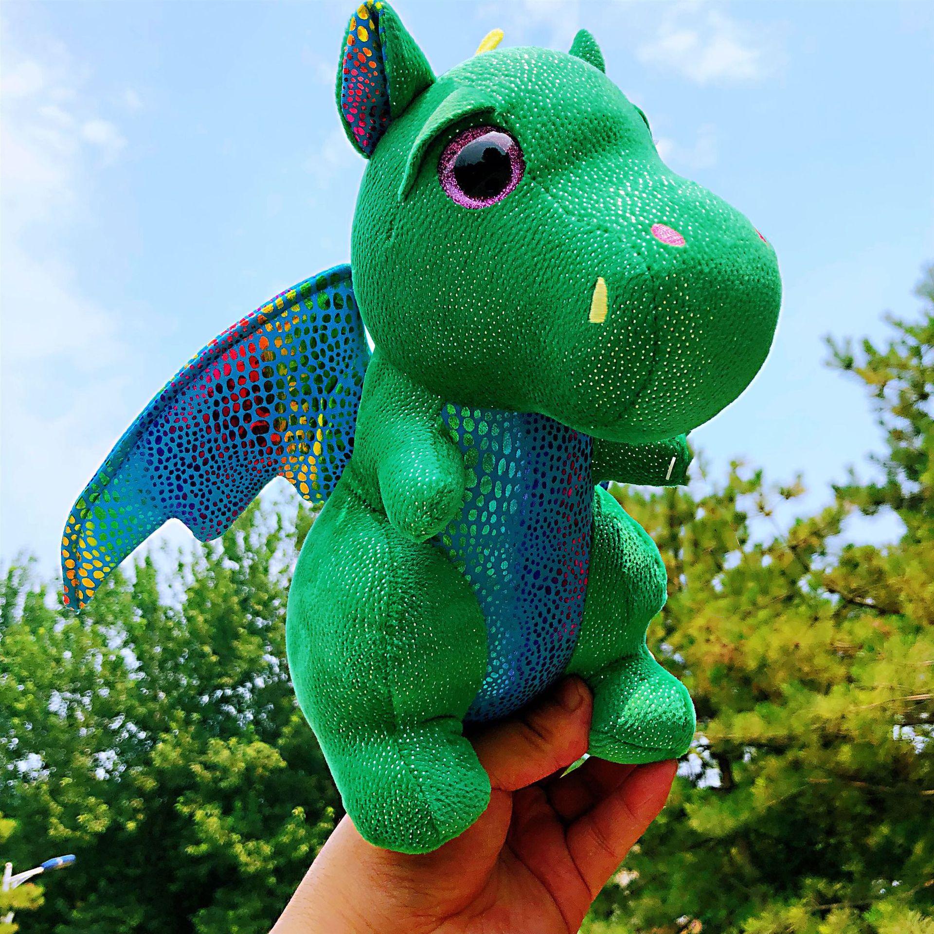 恐龙公仔带翅飞龙玩偶霸王龙毛绒彩色恐龙生日礼物奇玩具喷火龙炫