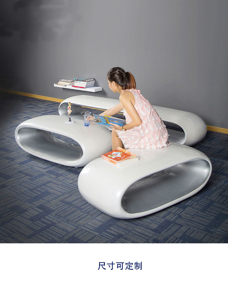 现代简约环形商场美陈座椅极简欧式会所休闲椅流线型个性艺术长椅