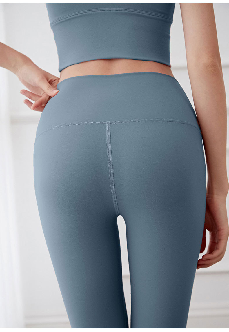 2019新款跨境欧美蜜桃健身裤 裸感无尴尬线踩脚运动提臀瑜伽裤女