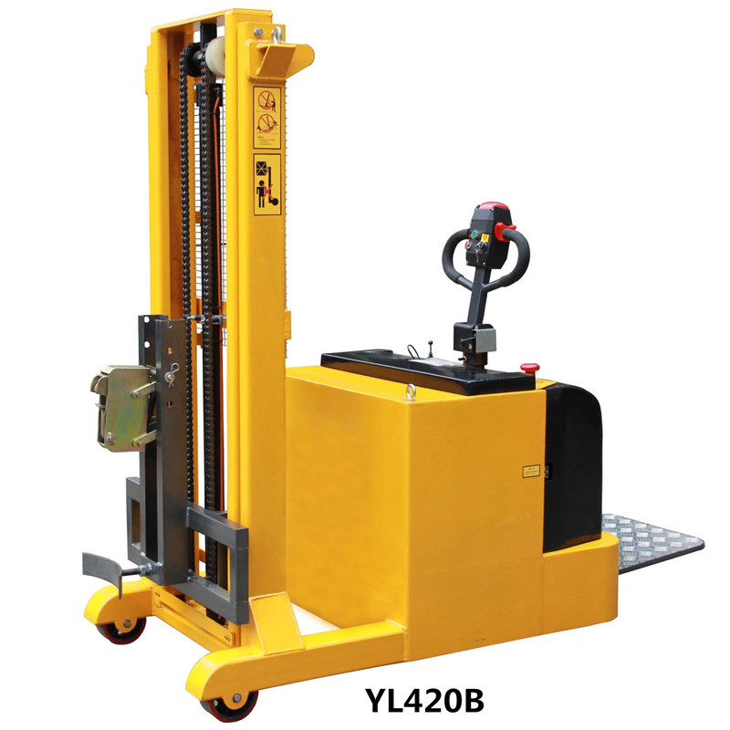 平衡重式全电动油桶翻转车铁桶搬运堆高车圆桶倒料叉车推桶升高车