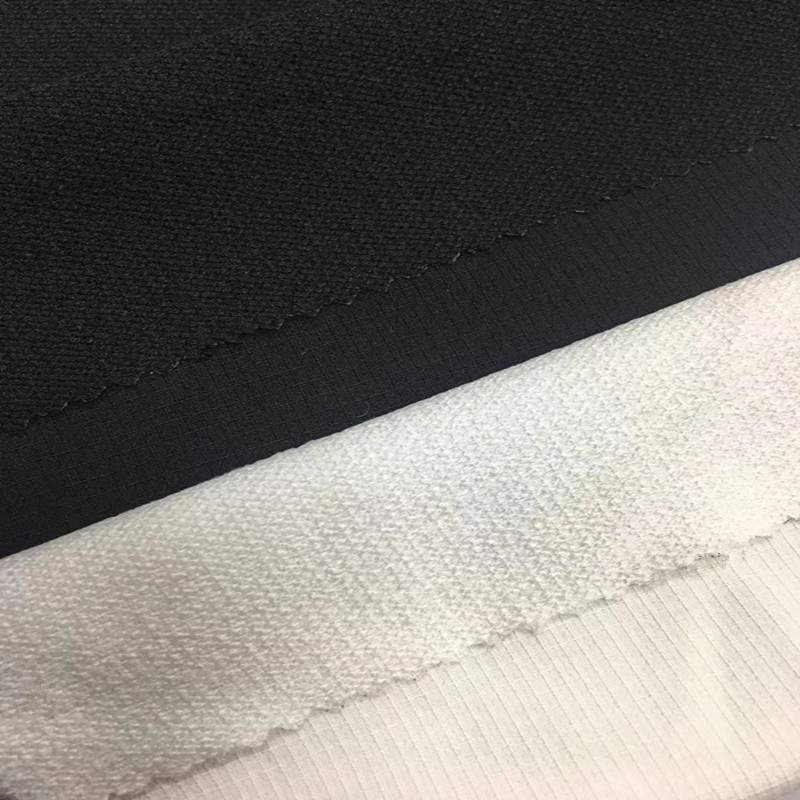 现货&库存黑色&白色四面弹双层布75d 40d格子&毛圈登山弹力布