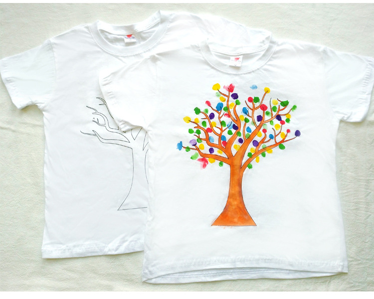 纯棉空白t恤diy手工幼儿园儿童创意涂色涂鸦绘画t恤衫扎染材料