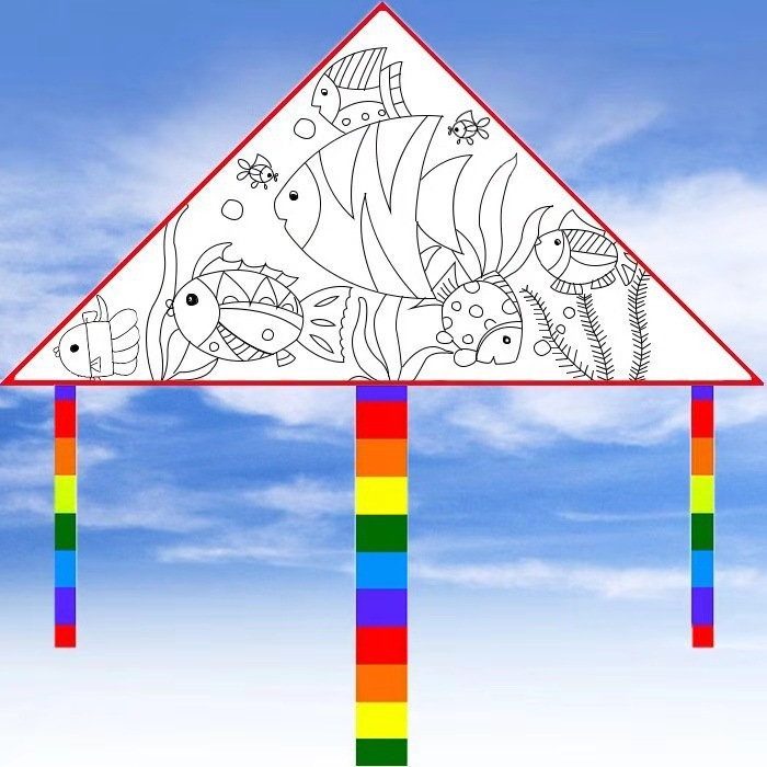 空白diy风筝儿童卡通手工手绘涂色绘画教学材料填色定做广告风筝