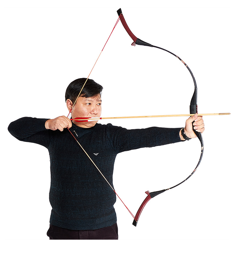 huwairen 锦绣传统反曲弓 约120cm树脂弓片槐木弓梢景区射箭器材