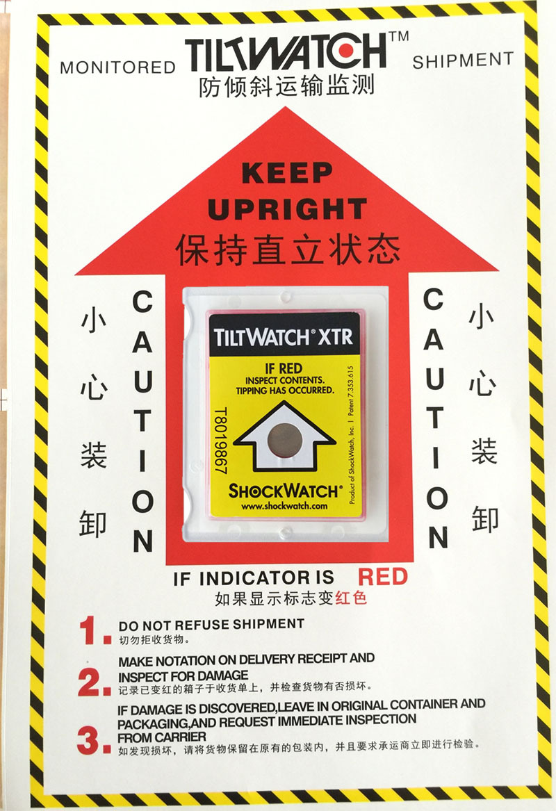 美国原装进口tiltwatch xtr单角度防倾斜标签防震防倾倒指示标签