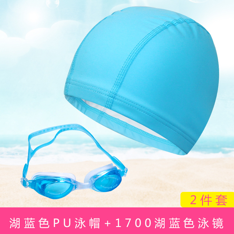 Wholesale Swimming Pool Swimming Cap Swimming Goggles Set Adult Unisex Elastic Pu Waterproof Swimming Cap Waterproof Swimming Goggles