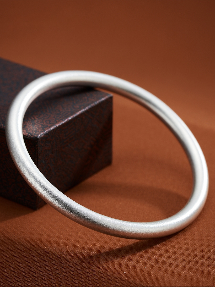 古法纯银手镯素圈光面999足银镯子传承情侣2021新款工厂直销代发