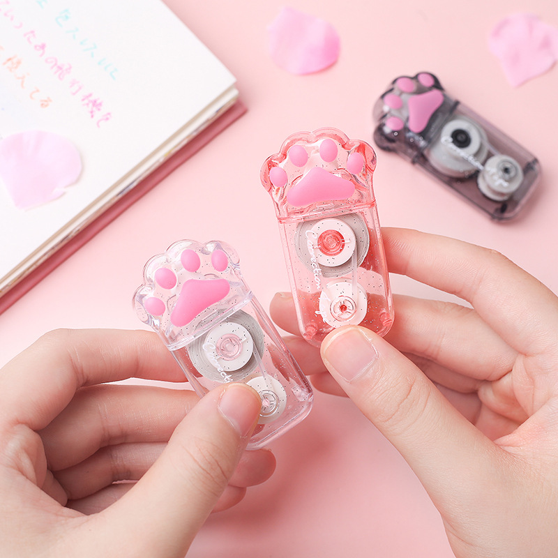 Twingo Tiangao Cat's Paw Correction Tape Pink Transparent Black Meow Claw Correction Tape Girl Heart Correction Tape Factory Wholesale Agent