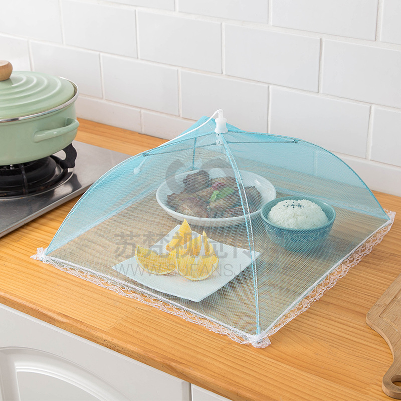 厂家批发14寸网纱菜罩 时尚创意彩色防虫罩 亚马逊热卖折叠食品罩