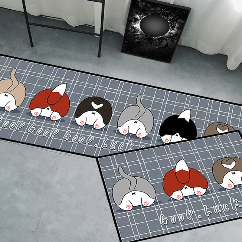 Kitchen Floor Mat Door Mat Bedside Strip Bedroom Carpet Entrance Absorbent Non-Slip Bathroom Step Mat Household