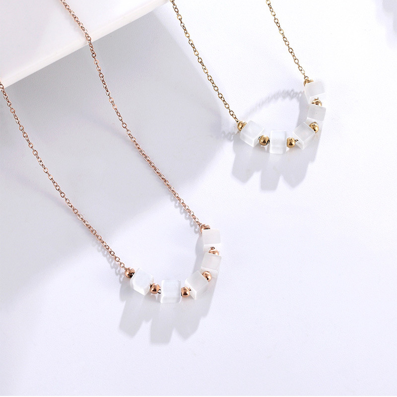 厂家项链方块钢珠串项链女 时尚简洁小钢珠项链饰品一件代发