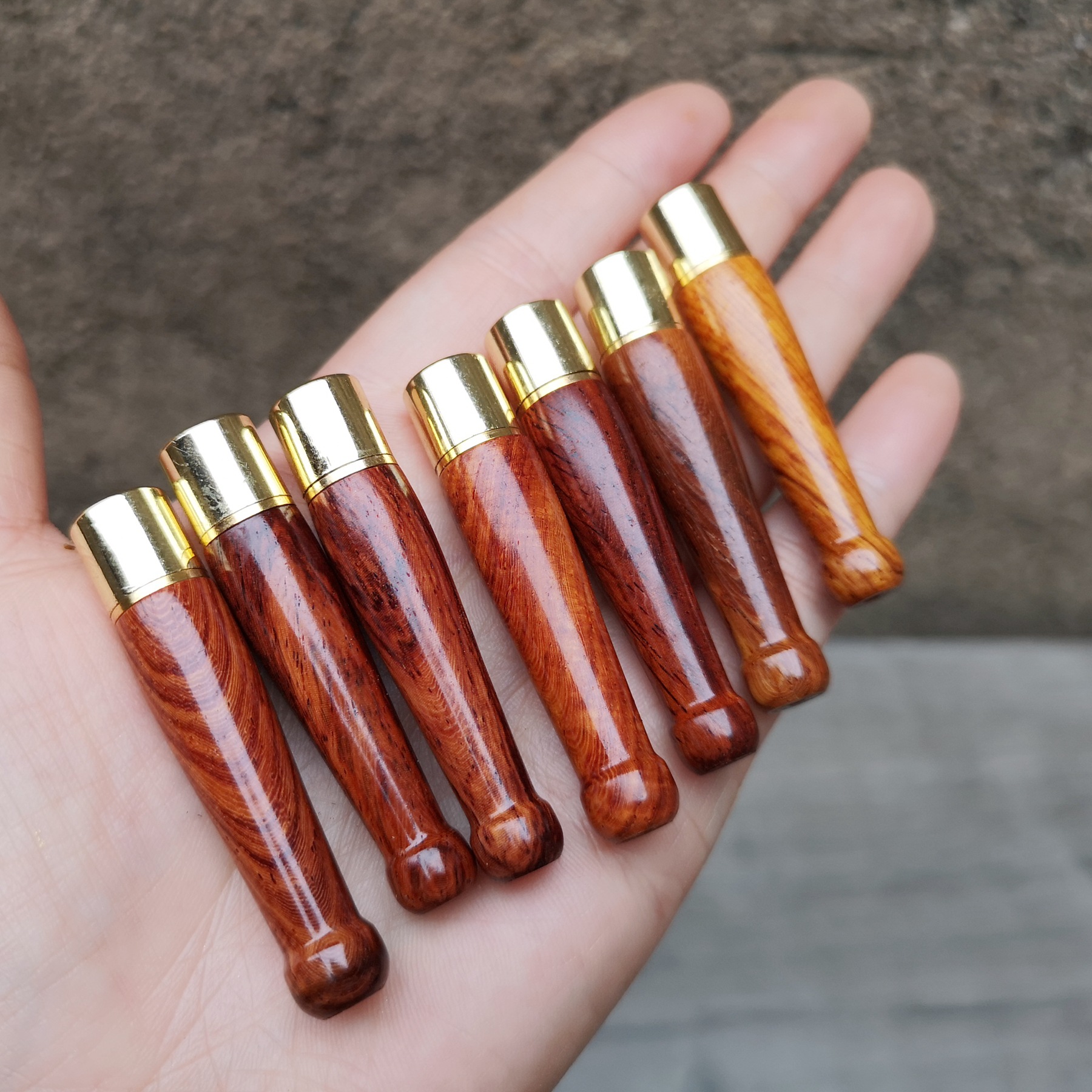 红酸枝素面过滤烟嘴实木短款烟嘴小烟杆批发定制