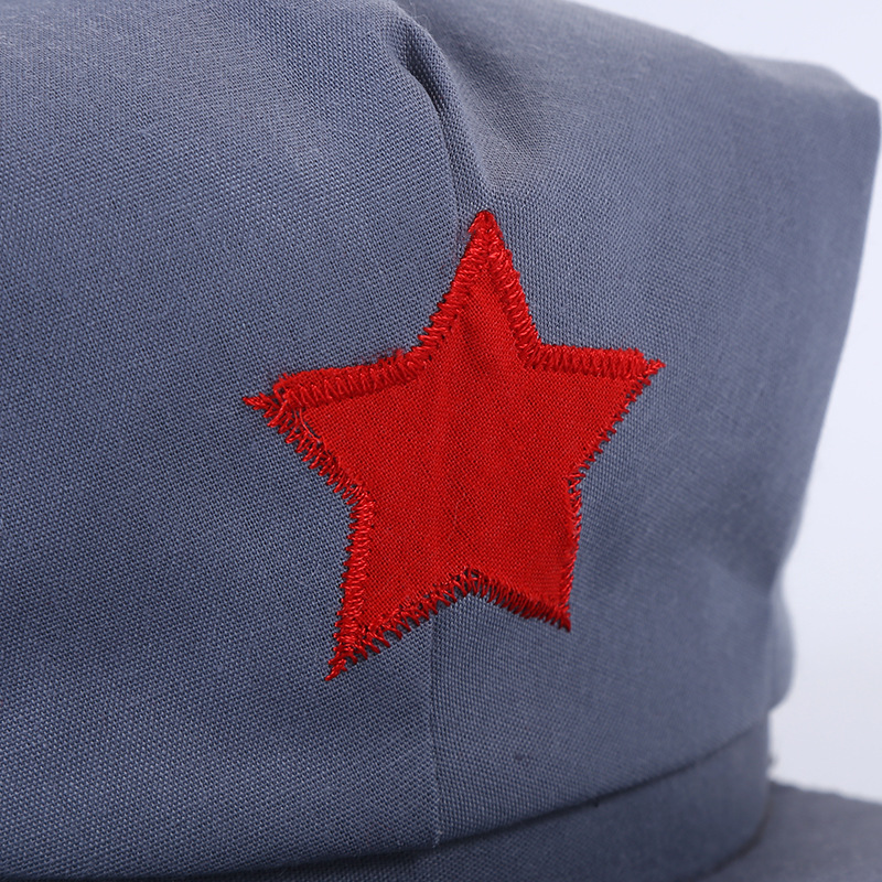 红军帽灰色八角帽复古五角星帽 八路军军帽新四军帽演出表演帽子