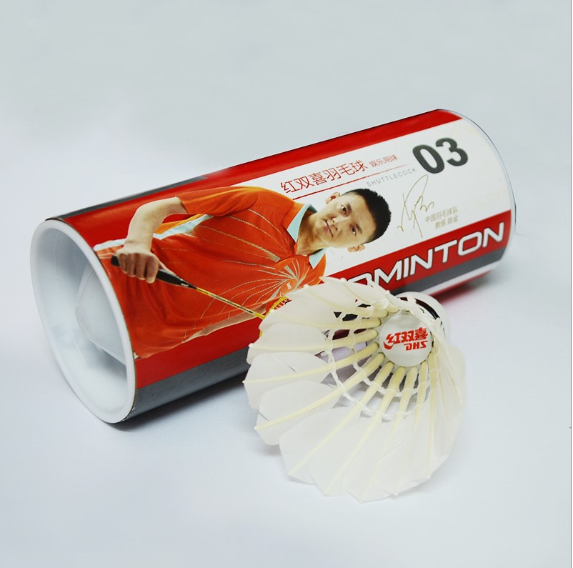 红双喜羽毛球正品03耐打鹅毛球一桶3只装天然羽毛比赛训练用球