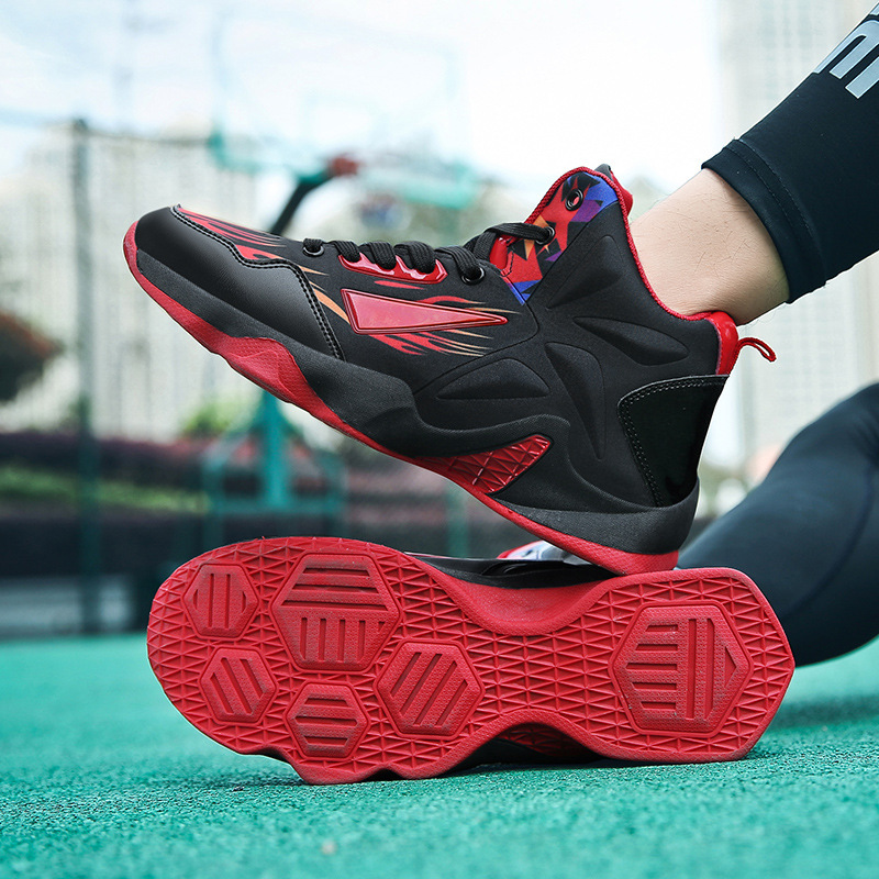 秋季透气训练鞋男士新款高帮鸳鸯篮球鞋nba户外水泥地运动鞋战靴