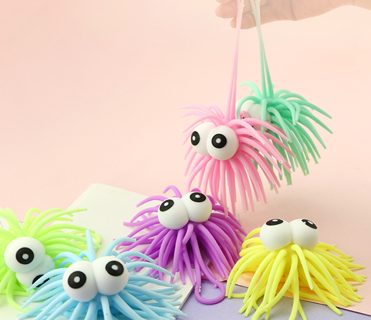 凸眼海胆球 闪光玩具 拉拉发泄物 厂家直销毛毛球 海族馆摆件