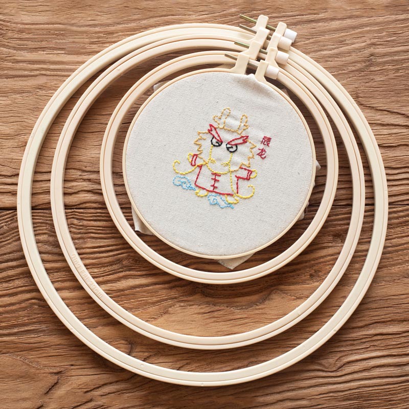 绣棚仿竹塑料绣绷刺绣绷子圆形绣花框架绷撑绣圈手工diy刺绣工具