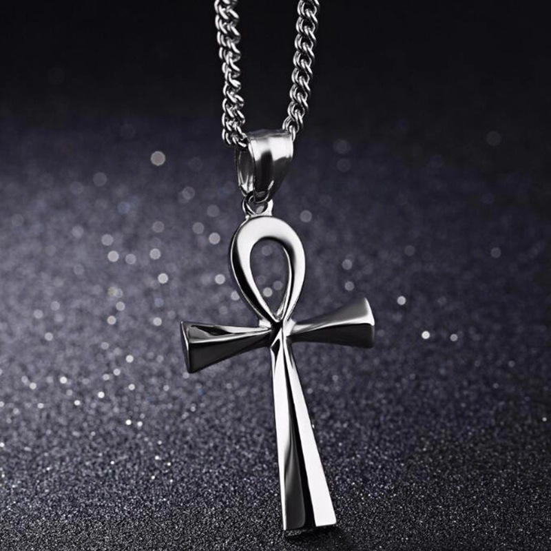 2021新款欧美钛钢古埃及生命之符项链十字架吊坠潮人个性十字项坠